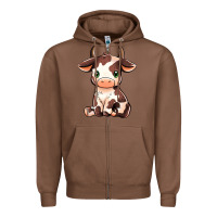 Chestnut Baby Brown Cow Zipper Hoodie - MaliasSmallBusiness