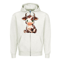 Oatmeal Heather Baby Brown Cow Zipper Hoodie - MaliasSmallBusiness