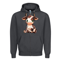Smoke Baby Brown Cow Zipper Hoodie - MaliasSmallBusiness