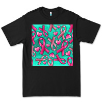 Black Cancer Ribbon with Heart Premium Tee - texasbilliewilder