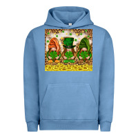 Pigment Pebble Blue St. Patrick's Day gnomies with leopard tumbler Urban Hoodie - HowdyJamesFarm