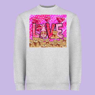 Love Gnome With Bear Heavyweight Sweatshirt Designed By Nancycooperartshop