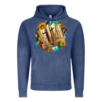 Vintage Denim cross with bible and sunflowers Vintage Hoodie - AdoDesignShop