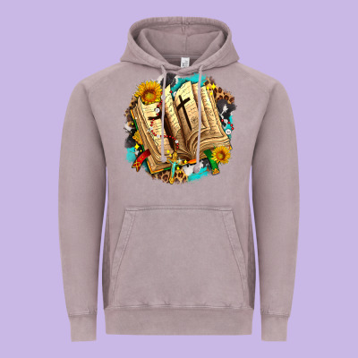 Cross With Bible And Sunflowers Vintage Hoodie Designed By Adodesignshop