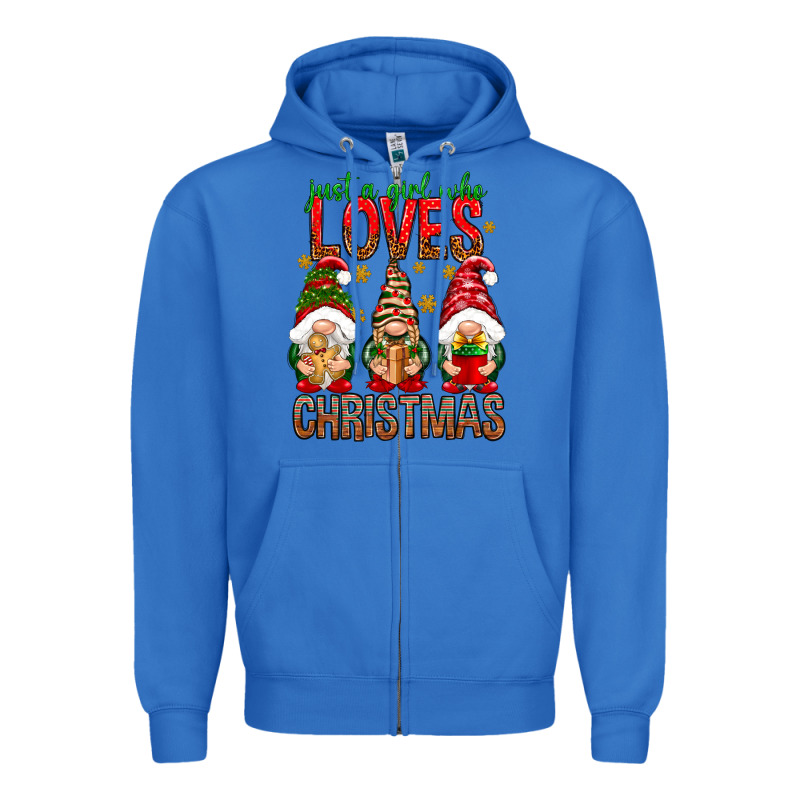 Just A Girl Who Loves Christmas Zipper Hoodie by NancyCooperArtShop | Teevron