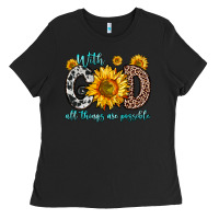 Black with god all things are possible sunflower Ladies Tee - Zillion Design Studio