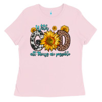 Bubblegum Pink with god all things are possible sunflower Ladies Tee - Zillion Design Studio