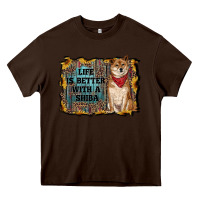 Chocolate Brown life is better with a shiba Heavy Core Tee - RanaPortraitStore