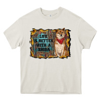 Cream life is better with a shiba Heavy Core Tee - RanaPortraitStore