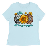 Baby Blue with god all things are possible sunflower Ladies Tee - Zillion Design Studio