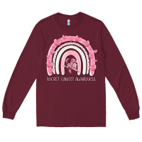 Burgundy breast cancer  awareness rainbow Long Sleeve Tee - MaliasSmallBusiness