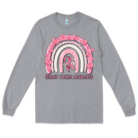 Heather Grey breast cancer  awareness rainbow Long Sleeve Tee - MaliasSmallBusiness