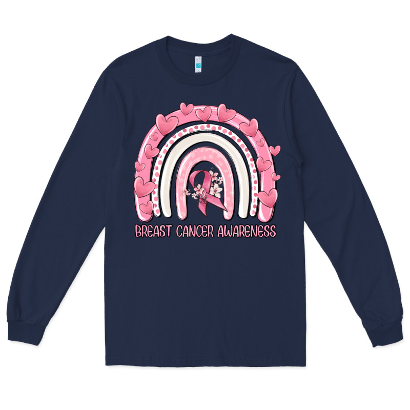 Breast Cancer  Awareness Rainbow Long Sleeve Tee by MaliasSmallBusiness | Teevron