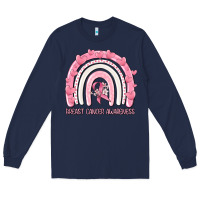 Navy breast cancer  awareness rainbow Long Sleeve Tee - MaliasSmallBusiness