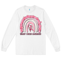 White breast cancer  awareness rainbow Long Sleeve Tee - MaliasSmallBusiness