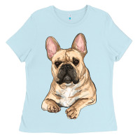 Baby Blue french bulldog sitting Ladies Tee - RanaPortraitStore