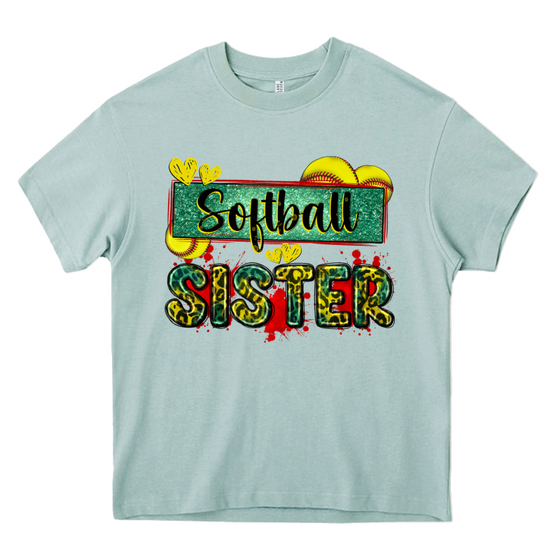 Softball Sister With Leopard Heavy Core Tee by Zillion Design Studio | Teevron