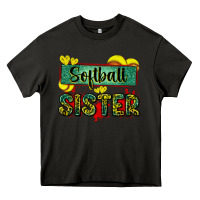 Asphalt softball sister with leopard Heavy Core Tee - Zillion Design Studio