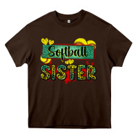 Chocolate Brown softball sister with leopard Heavy Core Tee - Zillion Design Studio