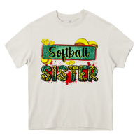 Cream softball sister with leopard Heavy Core Tee - Zillion Design Studio
