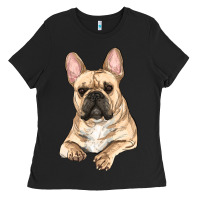 Black french bulldog sitting Ladies Tee - RanaPortraitStore