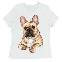 White french bulldog sitting Ladies Tee - RanaPortraitStore