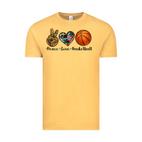 Vintage Mustard peace love basketball Vintage Tee - Artiststas