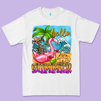 Hello Summer Skeleton Premium Tee Designed By Zillion Design Studio