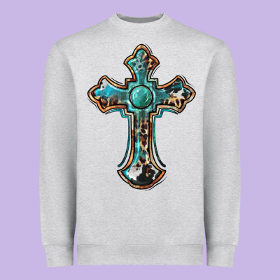 Western Cross Heavyweight Sweatshirt Designed By Barkaloodesign