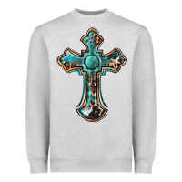 Heather Grey western cross Heavyweight Sweatshirt - BarkalooDesign
