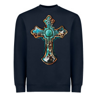 Navy western cross Heavyweight Sweatshirt - BarkalooDesign