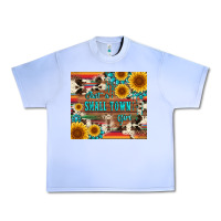 Grape Ice just a small town girl with gemstone sunflower serape and cowhide Urban Heavy Tee - Artiststas