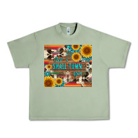 Oil Green just a small town girl with gemstone sunflower serape and cowhide Urban Heavy Tee - Artiststas