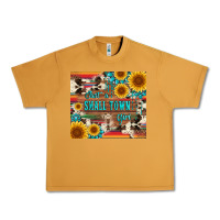 Peanut Butter just a small town girl with gemstone sunflower serape and cowhide Urban Heavy Tee - Artiststas