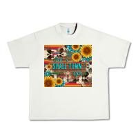 Pistachio just a small town girl with gemstone sunflower serape and cowhide Urban Heavy Tee - Artiststas