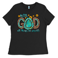 Black with god all things are possible gemstone Ladies Tee - Zillion Design Studio