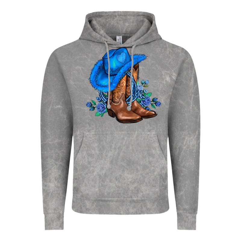 Valentines Day Blue Boots Cowgirl Hat And Roses Vintage Hoodie by AdoDesignShop | Teevron