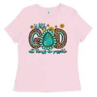 Bubblegum Pink with god all things are possible gemstone Ladies Tee - Zillion Design Studio
