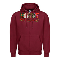 Burgundy Howdy Christmas Santa Zipper Hoodie - NancyCooperArtShop
