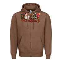 Chestnut Howdy Christmas Santa Zipper Hoodie - NancyCooperArtShop