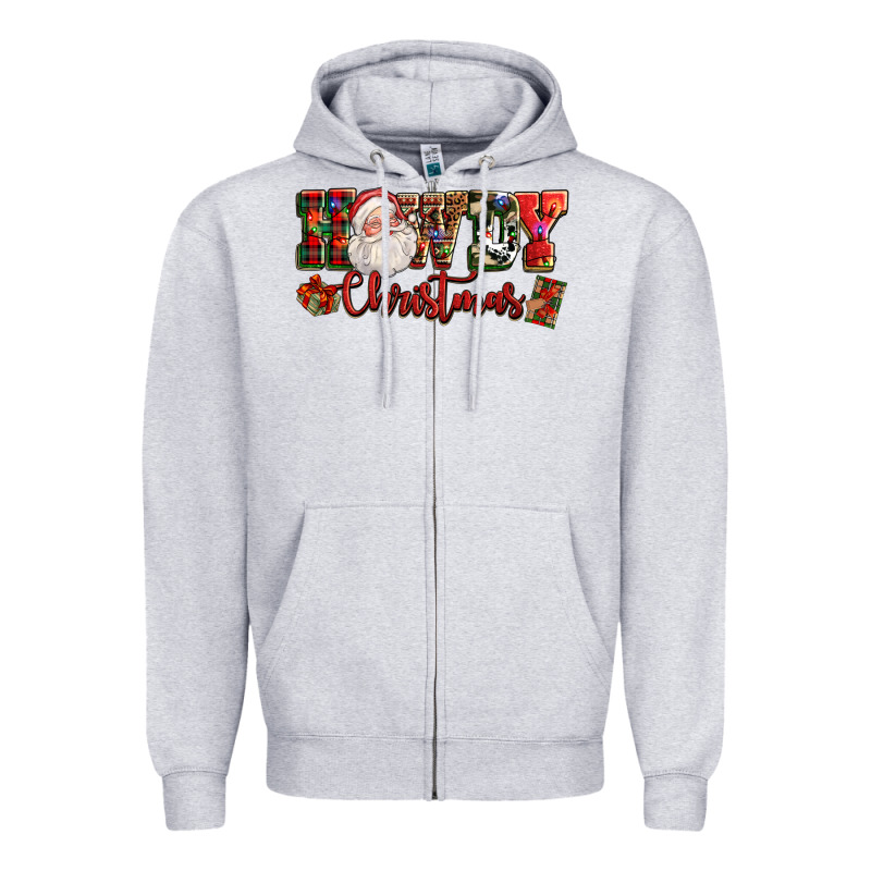 Howdy Christmas Santa Zipper Hoodie by NancyCooperArtShop | Teevron