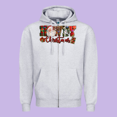 Howdy Christmas Santa Zipper Hoodie Designed By Nancycooperartshop