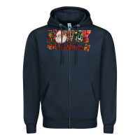 Navy Howdy Christmas Santa Zipper Hoodie - NancyCooperArtShop