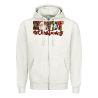 Oatmeal Heather Howdy Christmas Santa Zipper Hoodie - NancyCooperArtShop