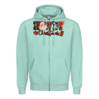 Seafoam Howdy Christmas Santa Zipper Hoodie - NancyCooperArtShop
