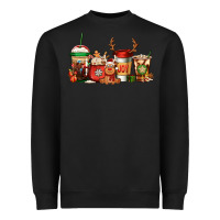 Reindeer Christmas Coffee Cups Heavyweight Sweatshirt | Teevron