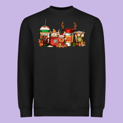 Reindeer Christmas Coffee Cups Heavyweight Sweatshirt Designed By Jasminsmagicworld