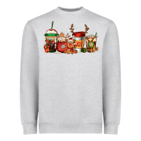 Heather Grey Reindeer Christmas Coffee Cups Heavyweight Sweatshirt - Jasminsmagicworld
