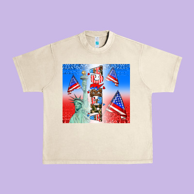American Flag  And America Urban Heavy Tee Designed By Adodesignshop
