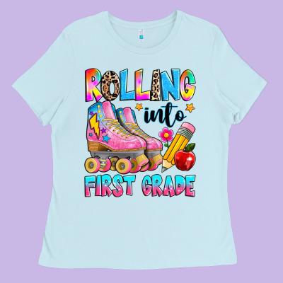 Rolling Into First Grade Ladies Tee Designed By Texasbilliewilder